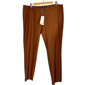 NWT Eileen Fisher Nutmeg Brown Slim Ankle Pants Washable Stretch Crepe XL TG‎